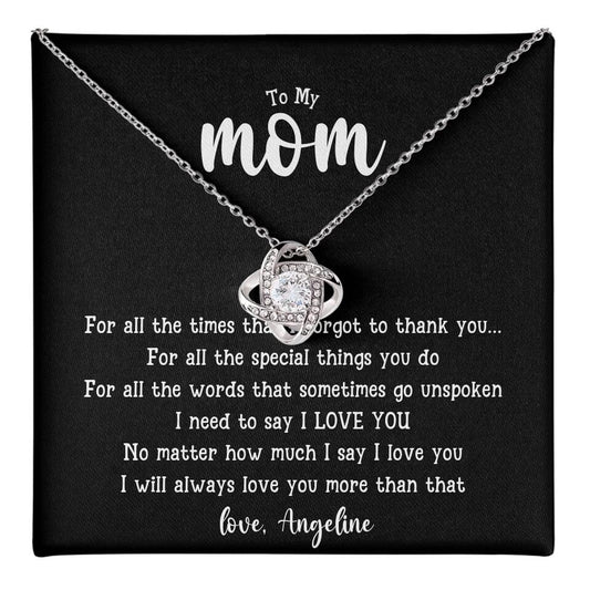 Personalized Love Knot Necklace Mother's Day Gift from Daughter Son