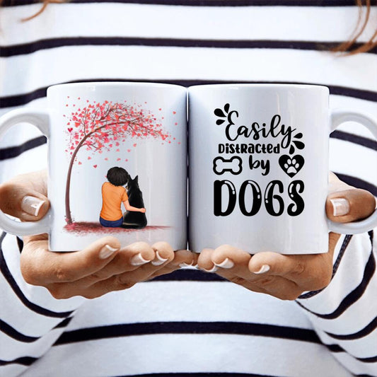 Girl and Dogs - Easily Distracted by Dogs - Personalized Mug