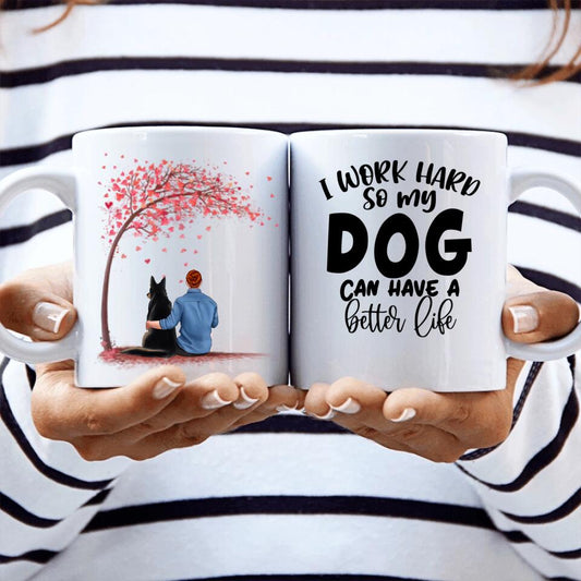 Man and Dogs - Dog Dad (Love Tree) - Personalized Mug