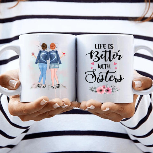 Personalized Mug - Gift for Sisters - Up to 5 Sisters - Life is better with Sisters Personalized Mug