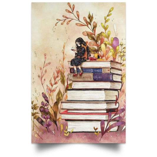 FLOWERS AND BOOKS POSTER NO FRAME