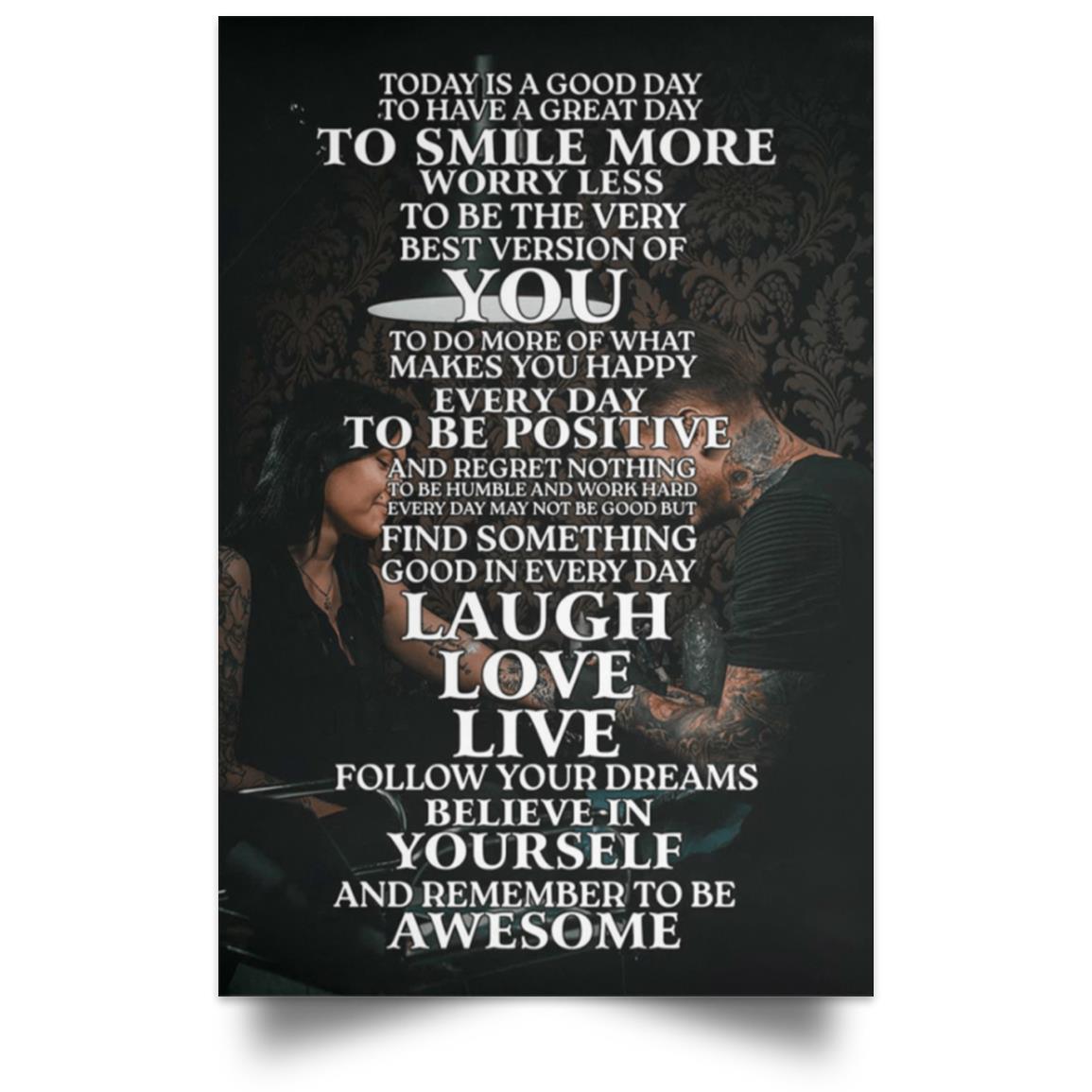 LAUGH, LOVE, LIVE Satin Portrait Poster