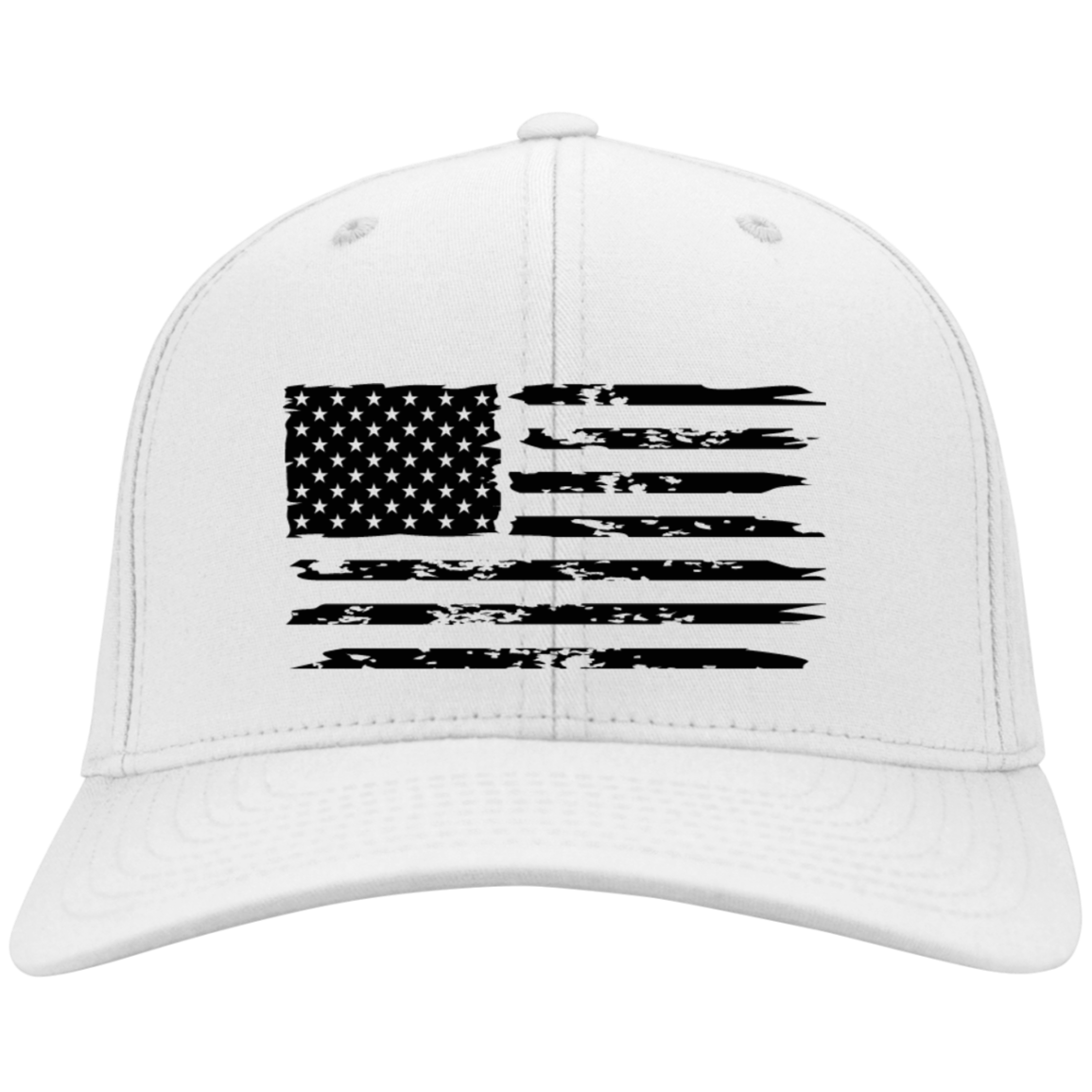 Distressed American Flag Embroidered Flex Fit Twill Baseball Cap