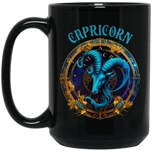 Capricorn 15 oz. Black Mug