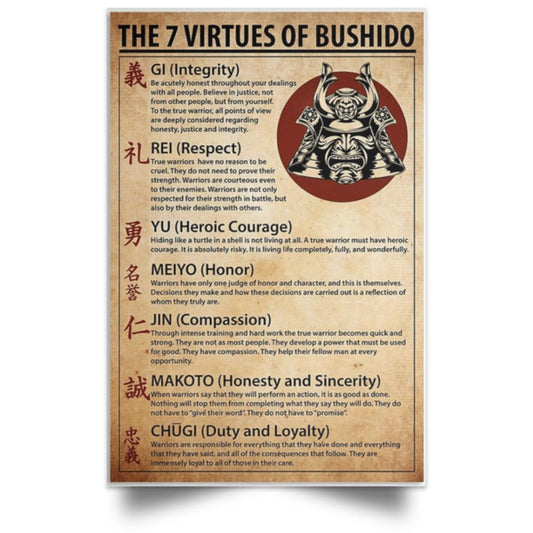 BUSHIDO VIRTUES POSTER NO FRAME  Satin Portrait Poster