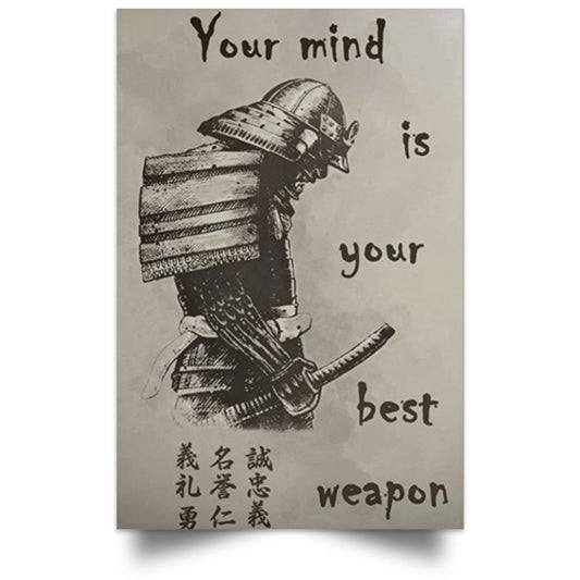 MIND IS YOUR WEAPON Satin Portrait Poster