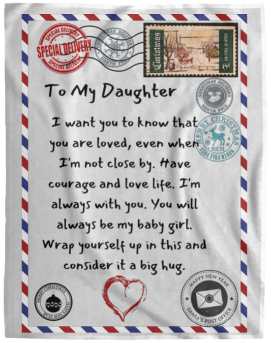 Daughter PostCard Cozy Plush Fleece Blanket - 60x80