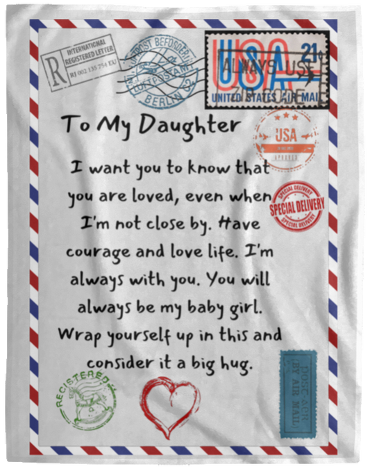 Daughter Postcard -  Plush Fleece Blanket - 60x80