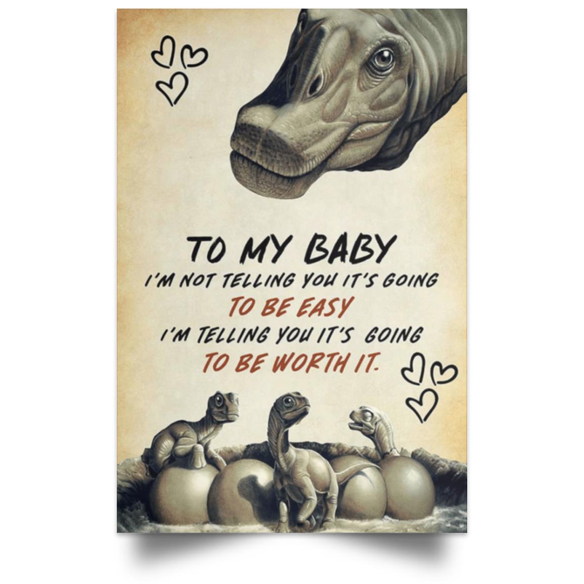 DINOSAUR BABYS Satin Portrait Poster