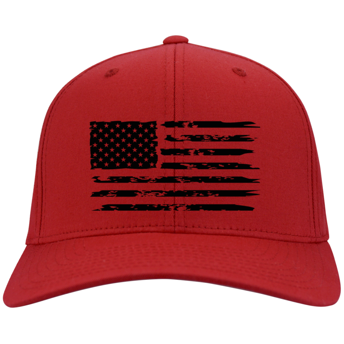 Distressed American Flag Embroidered Flex Fit Twill Baseball Cap