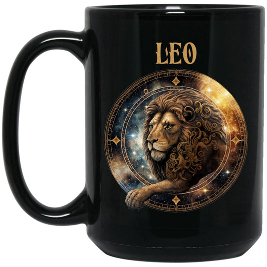 Leo 15 oz. Black Mug