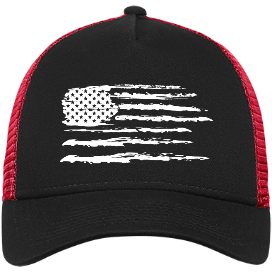 Distressed Flag Embroidered Snapback Trucker Cap