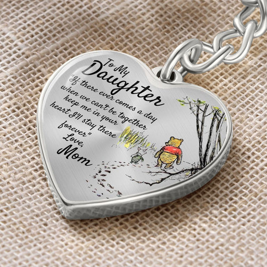 To My Daughter, 'Christopher Robins Edition',From Mom , Luxury Graphic Heart Shape Key Chain, Gift For Daughter
