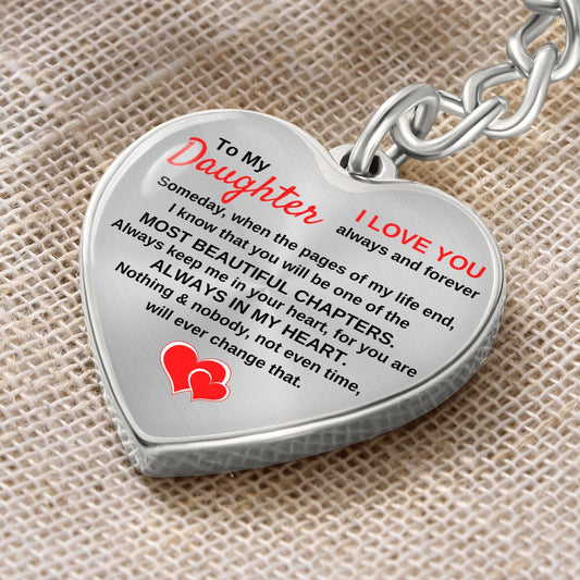 To My Daughter Graphic Heart Keychain