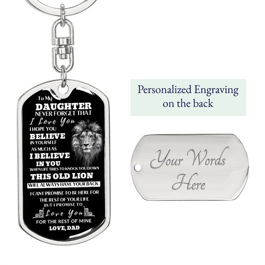 To My Daughter I Believe In You Keychain Heartfelt Message