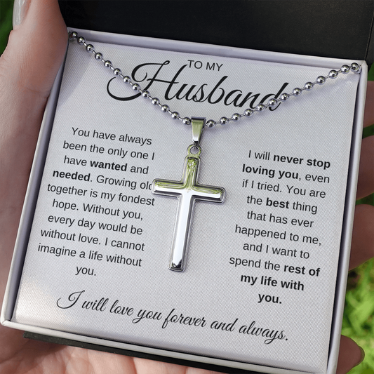 For My Husband -  Personalized Cross Necklace