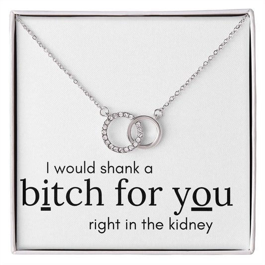 Novelty Gift for Friend, Sister, or Best Friend- Woman Necklace I’d Shank a Bitch for You Funny Birthday Gift or Christmas gift