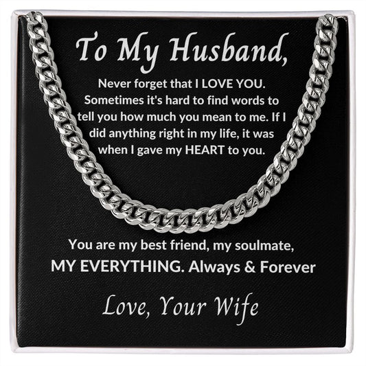 To My Husband My Soulmate -  Cuban Link Chain