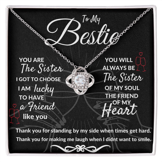 To My Bestie, Sister Friend Love Knot Necklace-wg