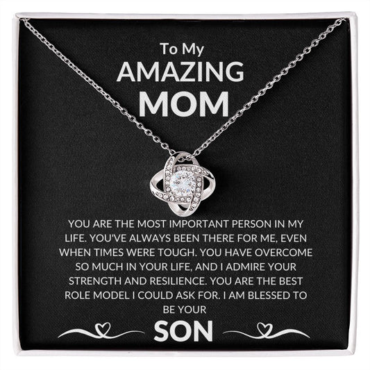To Your Amazing Mom Love Knot Necklace