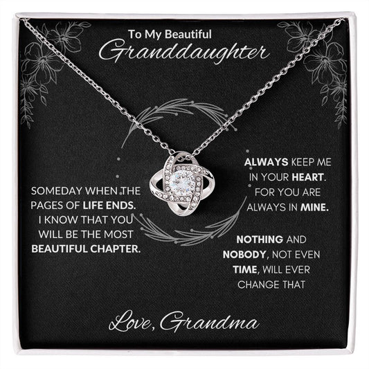 To My Granddaughter Love Grandma l Love Knot Necklace - Birthday Gift , Christmas Gift
