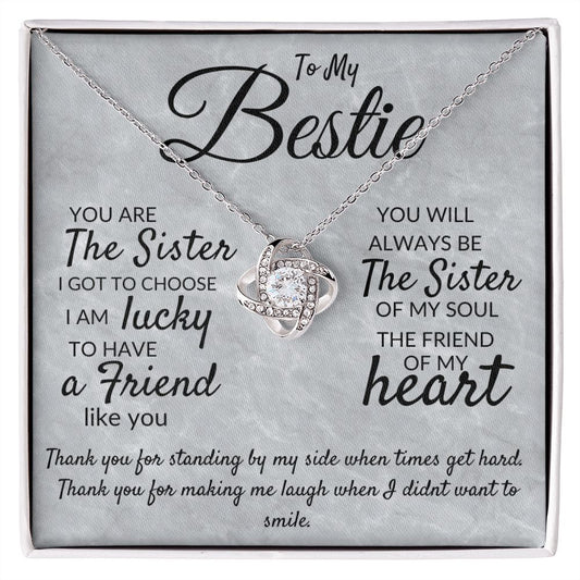 To My Bestie Sister Friend Love Knot Necklace-s