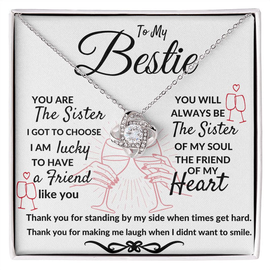 To My Bestie, Sister Friend Love Knot Necklace-w