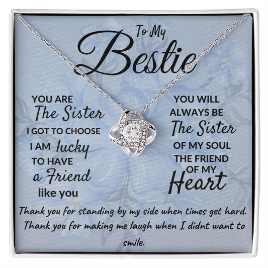 To My Bestie, Sister Friend Love Knot Necklace