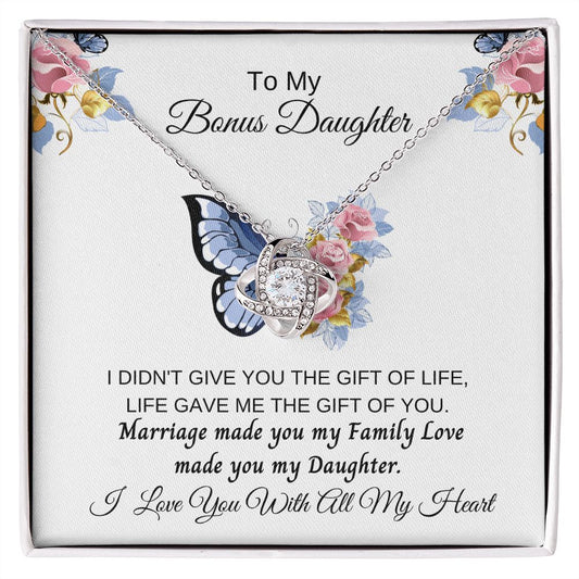 To Your Bonus Daughter- Love Knot Necklace-n
