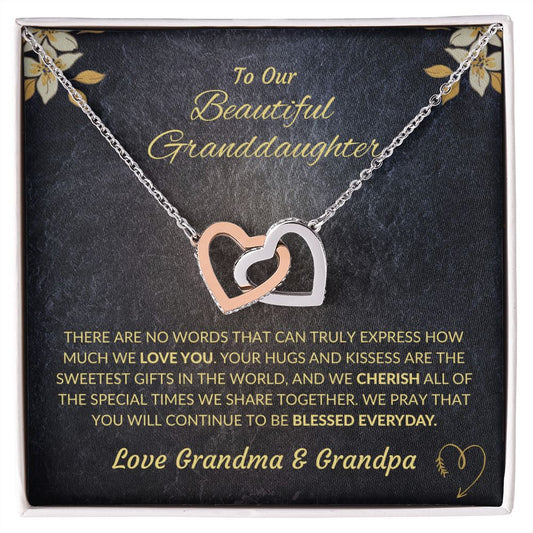 Beautiful Granddaughter Necklace- Interlocking Hearts
