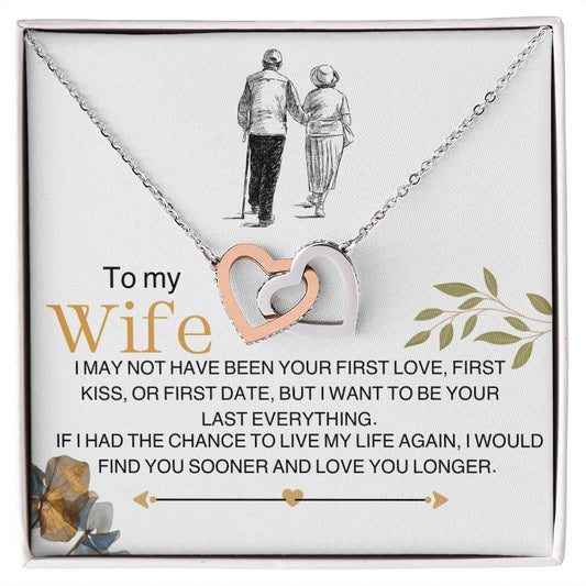 WIFE To Live My Life Again Interlocking Hearts- Great Gift for Birthday or Valentines Day