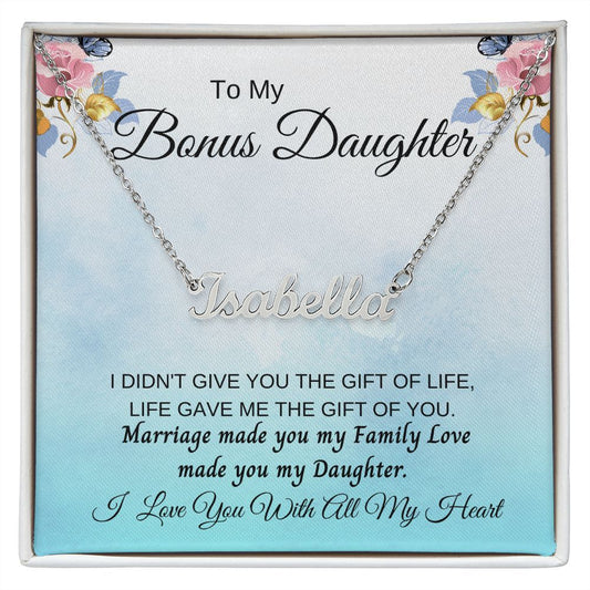 Personalized Named Necklace/W Heartfelt Message Card  For Your Step Daughter