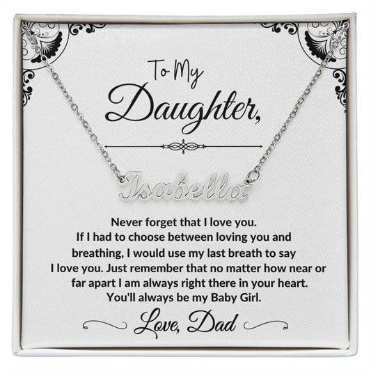 Personalized Named Necklace To Daughter/W Heartfelt Message Card