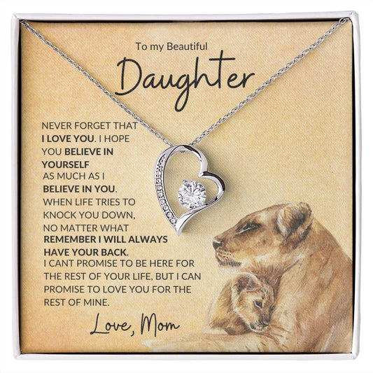 Beautiful Daughter from Mom (Lioness)- Forever Love Necklace