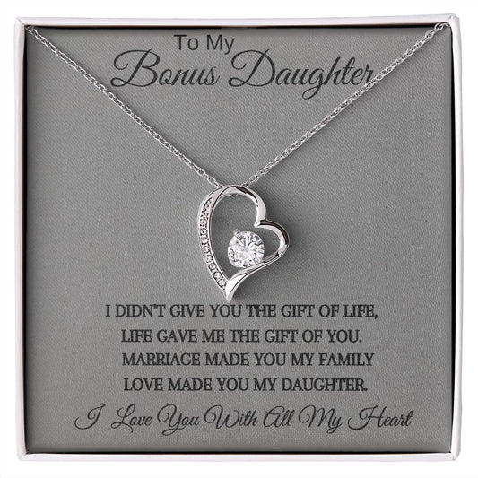 To My Bonus Daughter  Forever Love Necklace Love Knot ,Perfect Gift for Birthday , Christmas