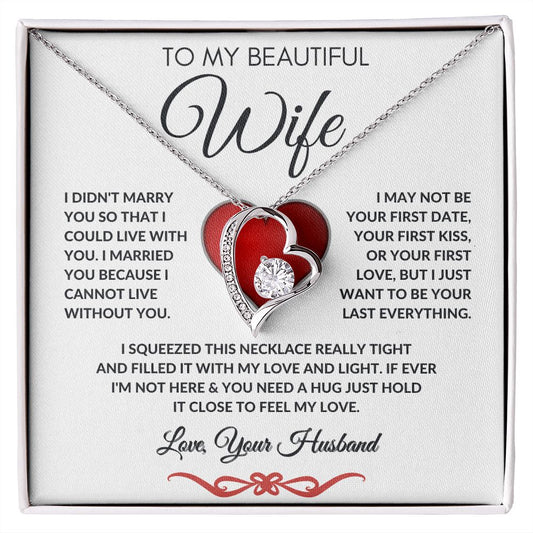 To My Beautiful Wife -Forever Love Necklace - To My Beautiful Wife -Love Knot Necklace - Great Gift for Birthday, Mother's Day, or Valentine's Day